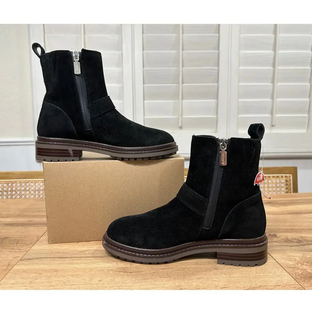 Blondo Rorie Ankle Booties Black Suede Lug Sole Size 6.5 NWT Waterproof